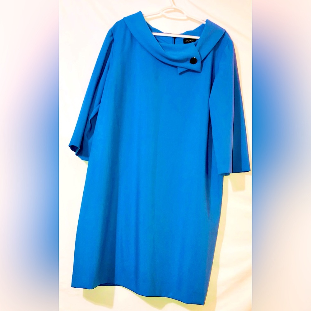 Tahari Arthur S. Levine Jackie O’ Style Blue Dress Plus Size 18W Bohemian